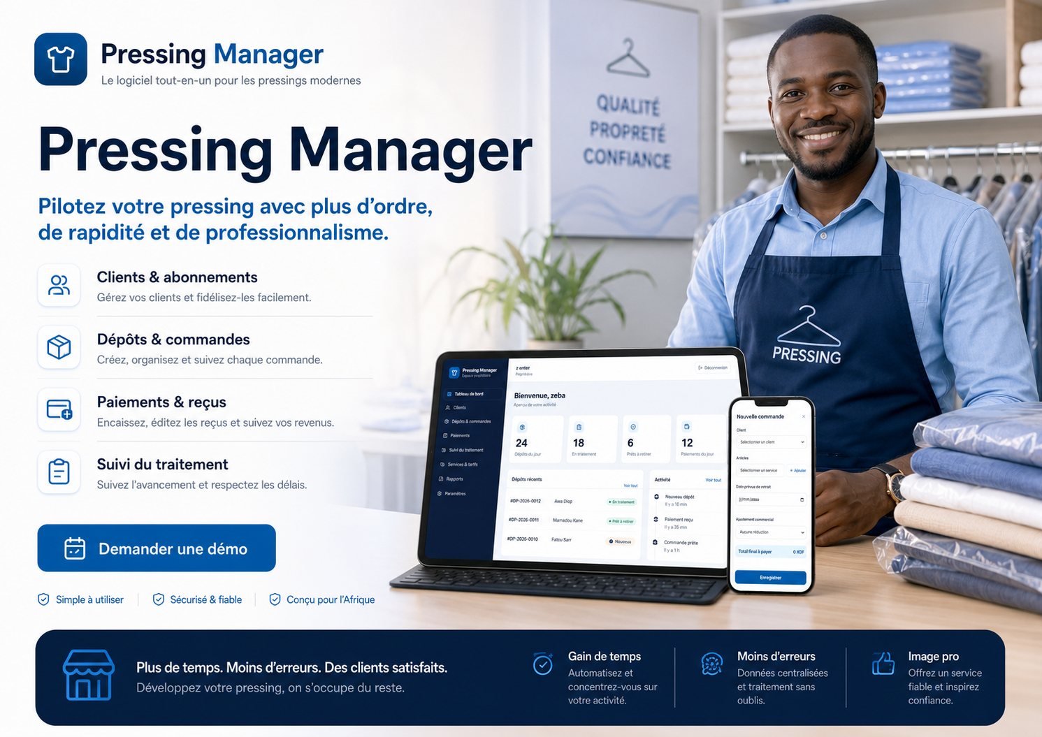 Présentation générale de Pressing Manager