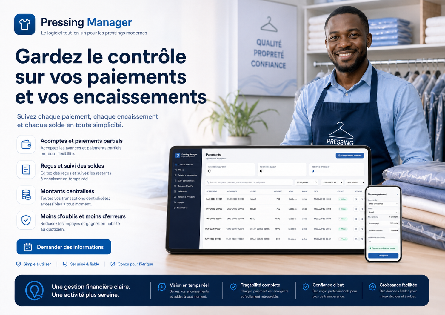 Gestion des paiements avec Pressing Manager